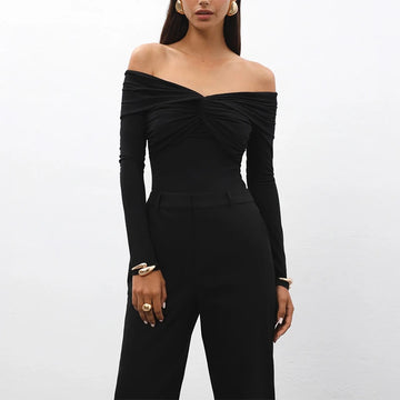 Women's Off Shoulders Fashion Designer S-L Long-Sleeve Tops-Women's Fashion Designer Long-Sleeve Tops-Women's fashion designer plus size clothes